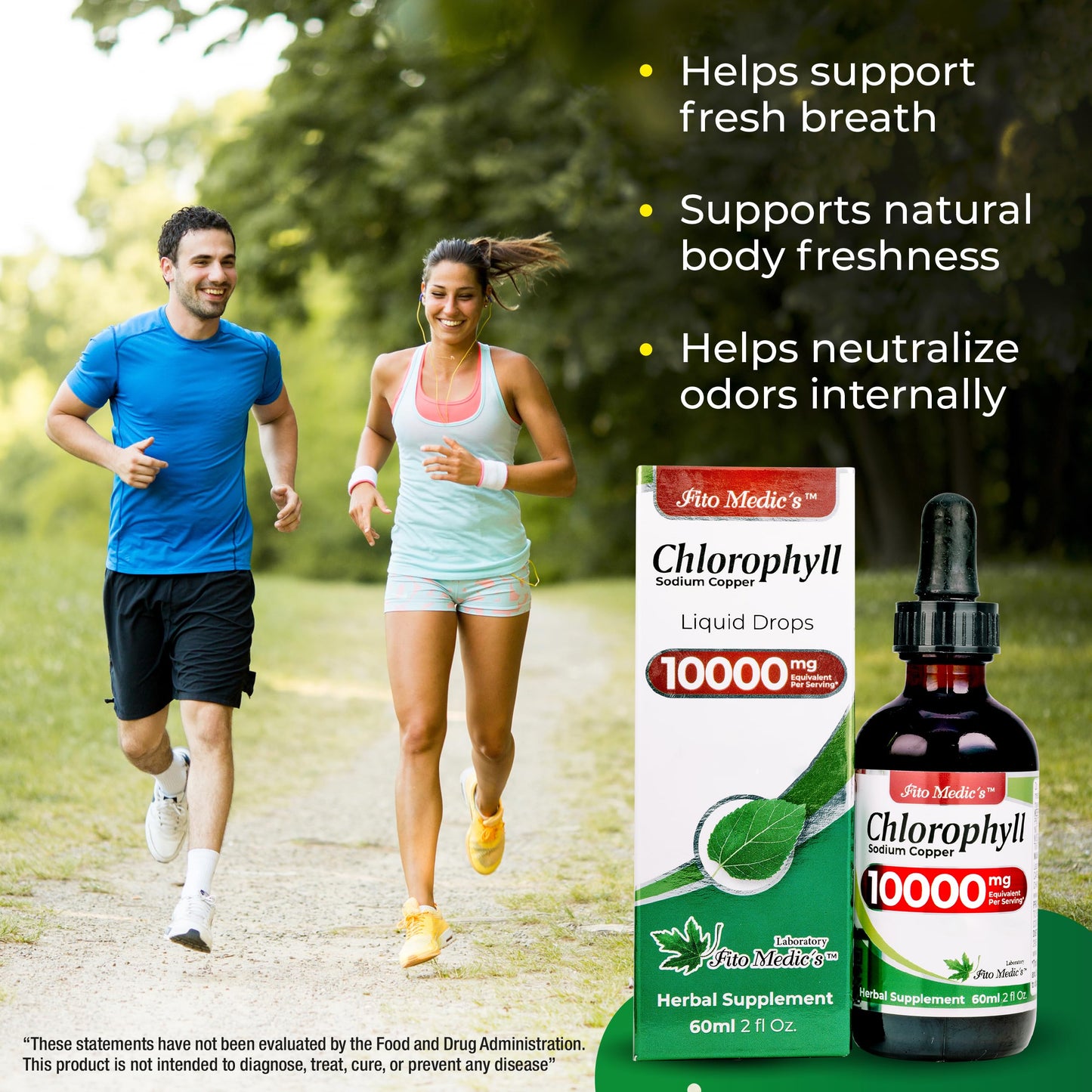 FITO MEDIC'S Lab | Liquid Chlorophyll Infused with Sodium Copper Removes Toxic Metals & Micro Plastics Vegan Detox Drops | 50 mg Extract per Serving.