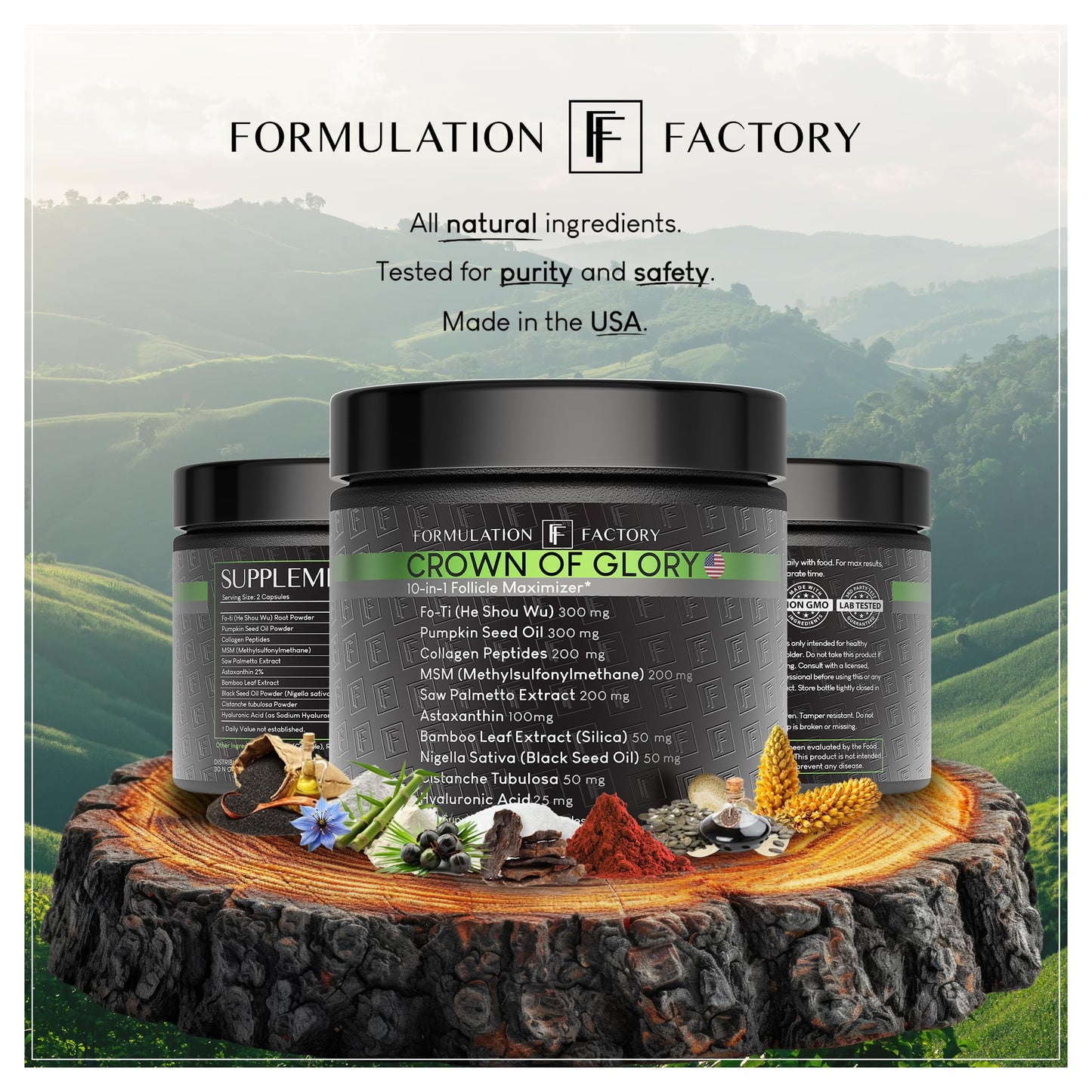Formulation Factory Crown of Glory 10-in-1 Hair Growth Products - DHT Blocker for Men & Women with Pumpkin Seed Oil - Hair Vitamins for Faster Growth & Thickness - 120 Capsules, 2 Month Supply