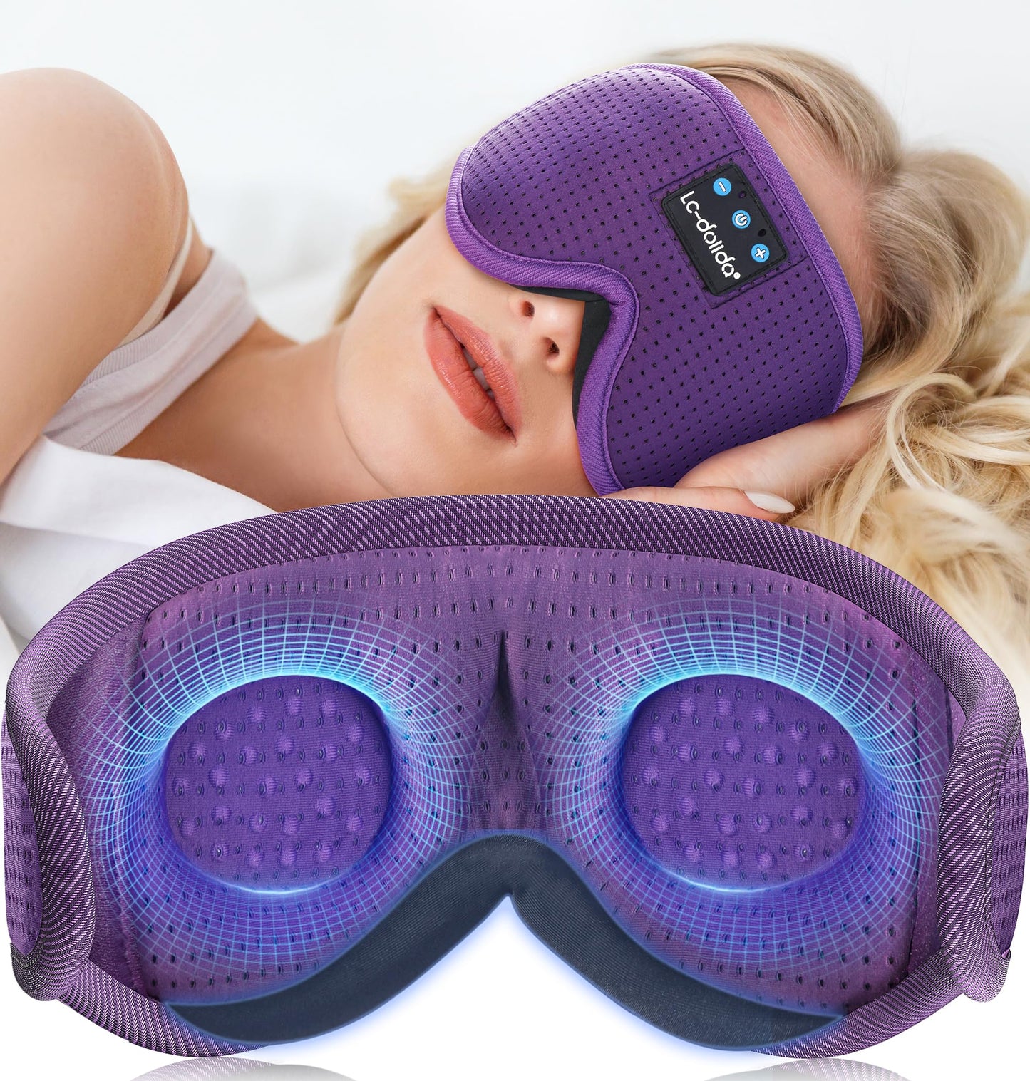 Lucid Dreaming Sleep Headphones, 3D Sleep Mask Bluetooth Wireless Music Eye Mask, Sleeping Headphones for Side Sleepers Sleep Mask with Bluetooth Headphones Ultra-Thin Stereo Speakers Perfect for Sleeping