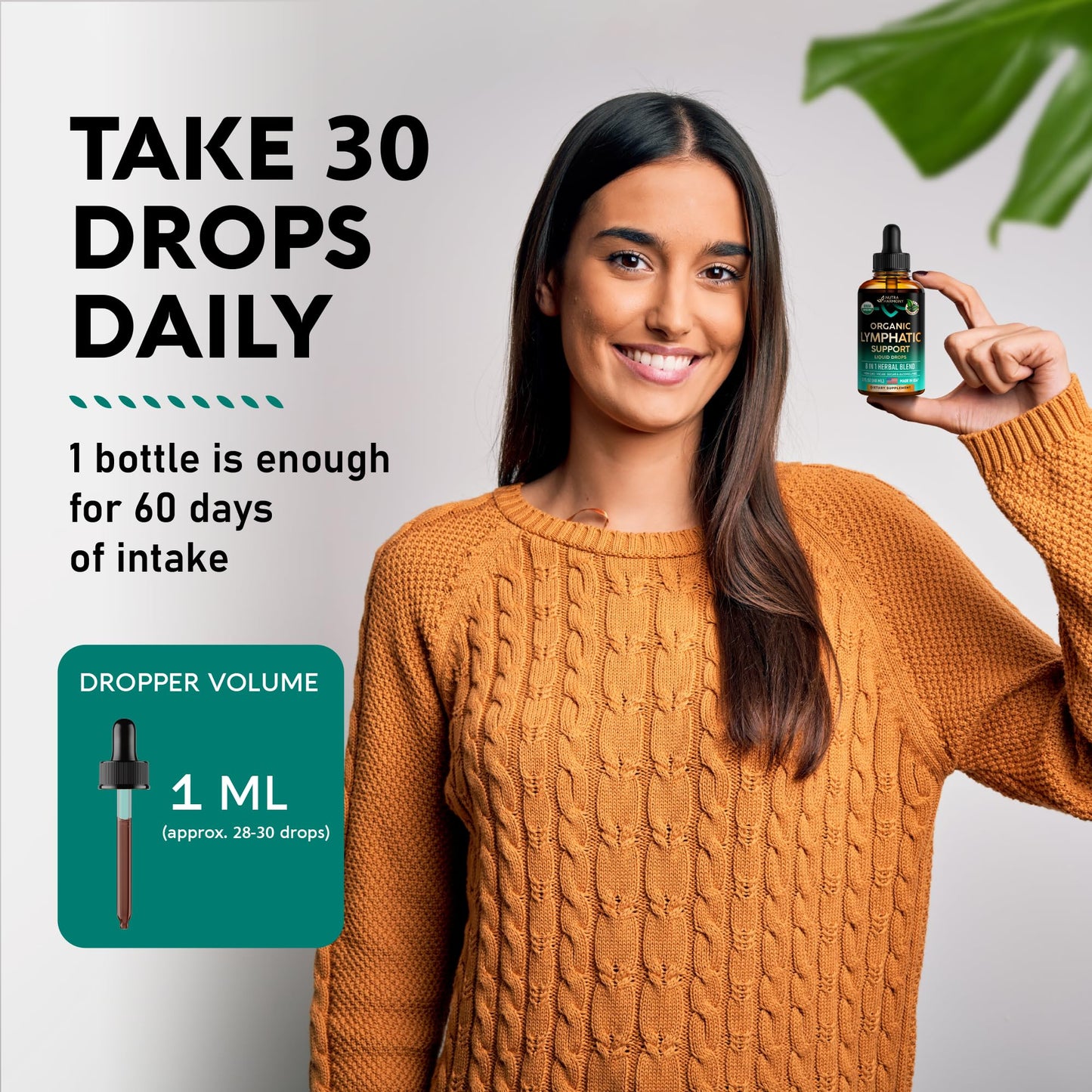 Organic Lymphatic Drainage Drops - Lymph Detox Supplement, 2 fl - 8-in-1 Herbs as Echinacea, Dandelion - Made in USA - Immune System Support & Cleanse -