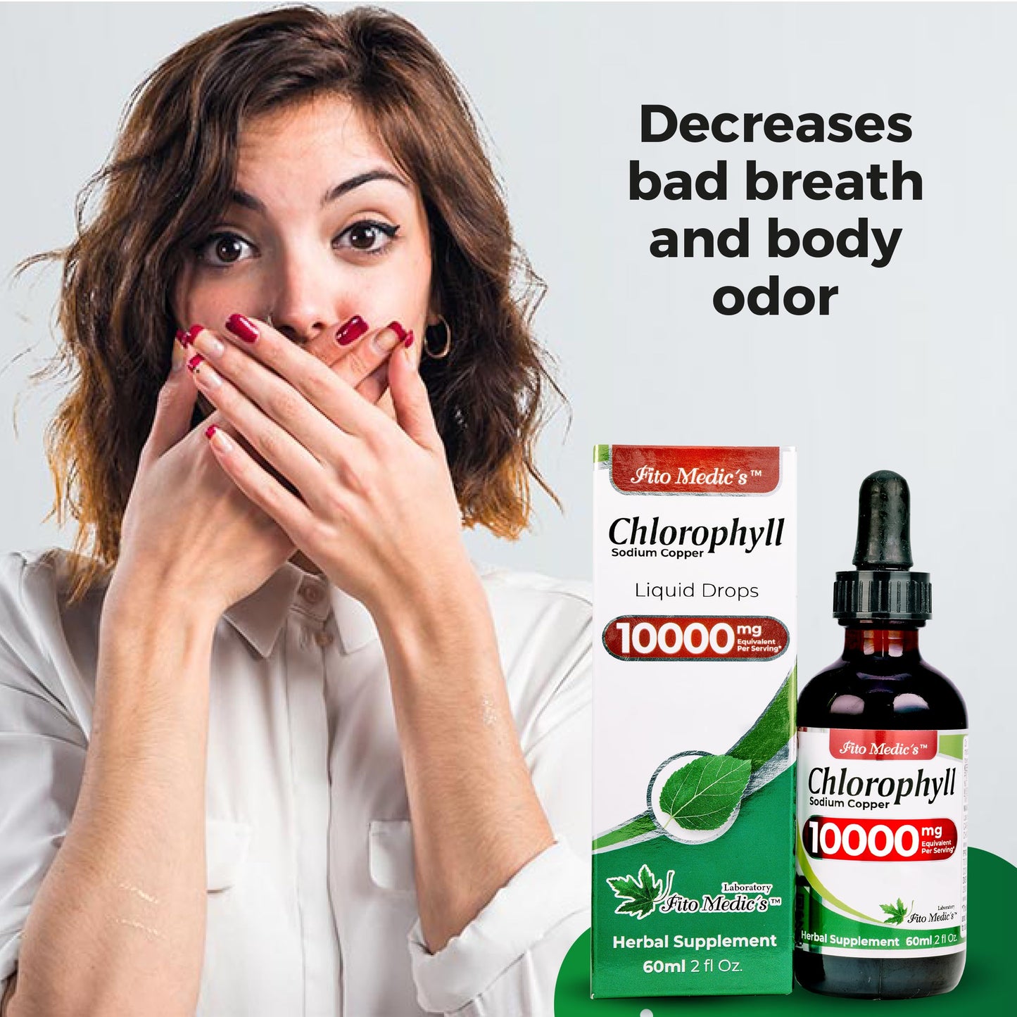 FITO MEDIC'S Lab | Liquid Chlorophyll Infused with Sodium Copper Removes Toxic Metals & Micro Plastics Vegan Detox Drops | 50 mg Extract per Serving.