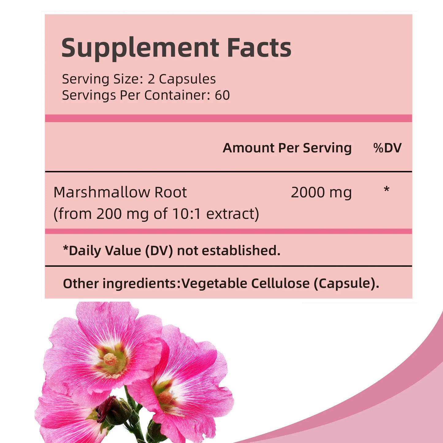 Marshmallow Root - Lung Cleanser, Digestive and Respiratory Health, Skin Health - 120 Capsules