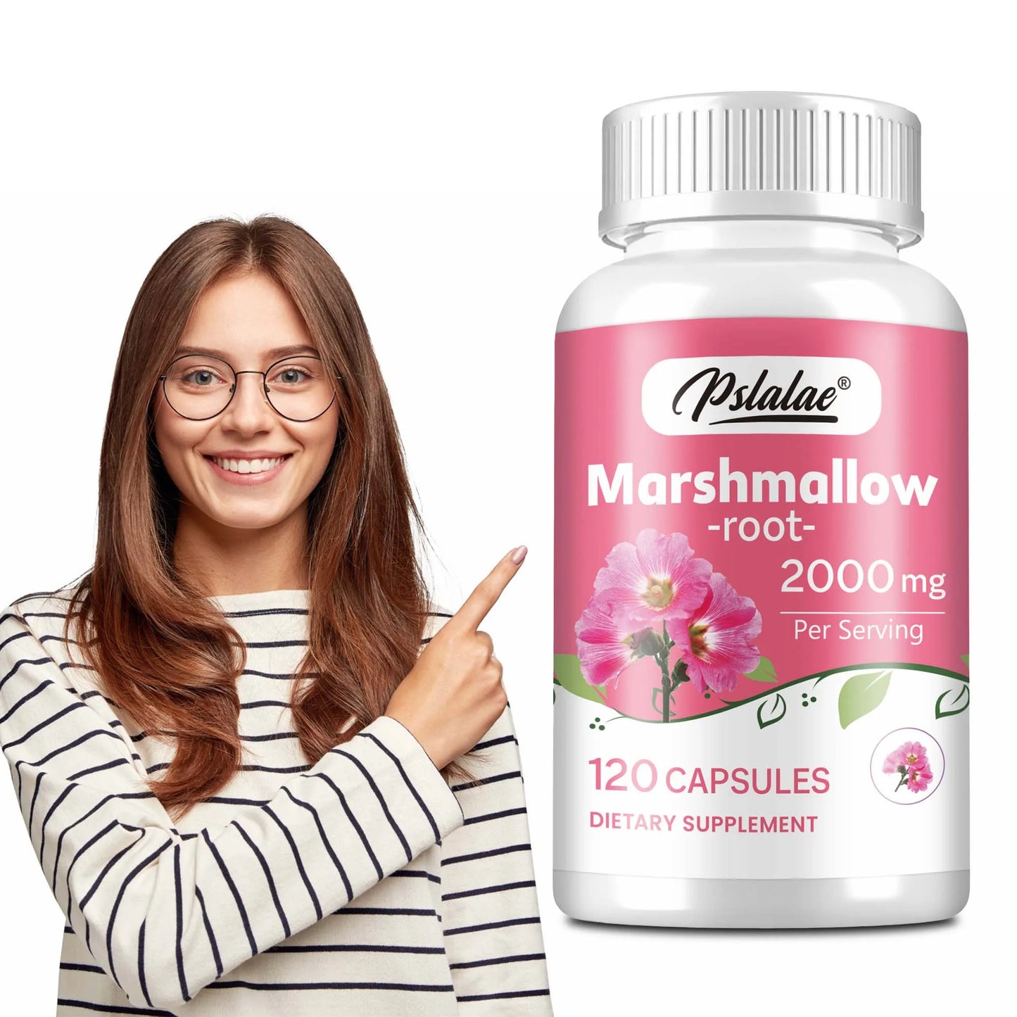 Marshmallow Root - Lung Cleanser, Digestive and Respiratory Health, Skin Health - 120 Capsules