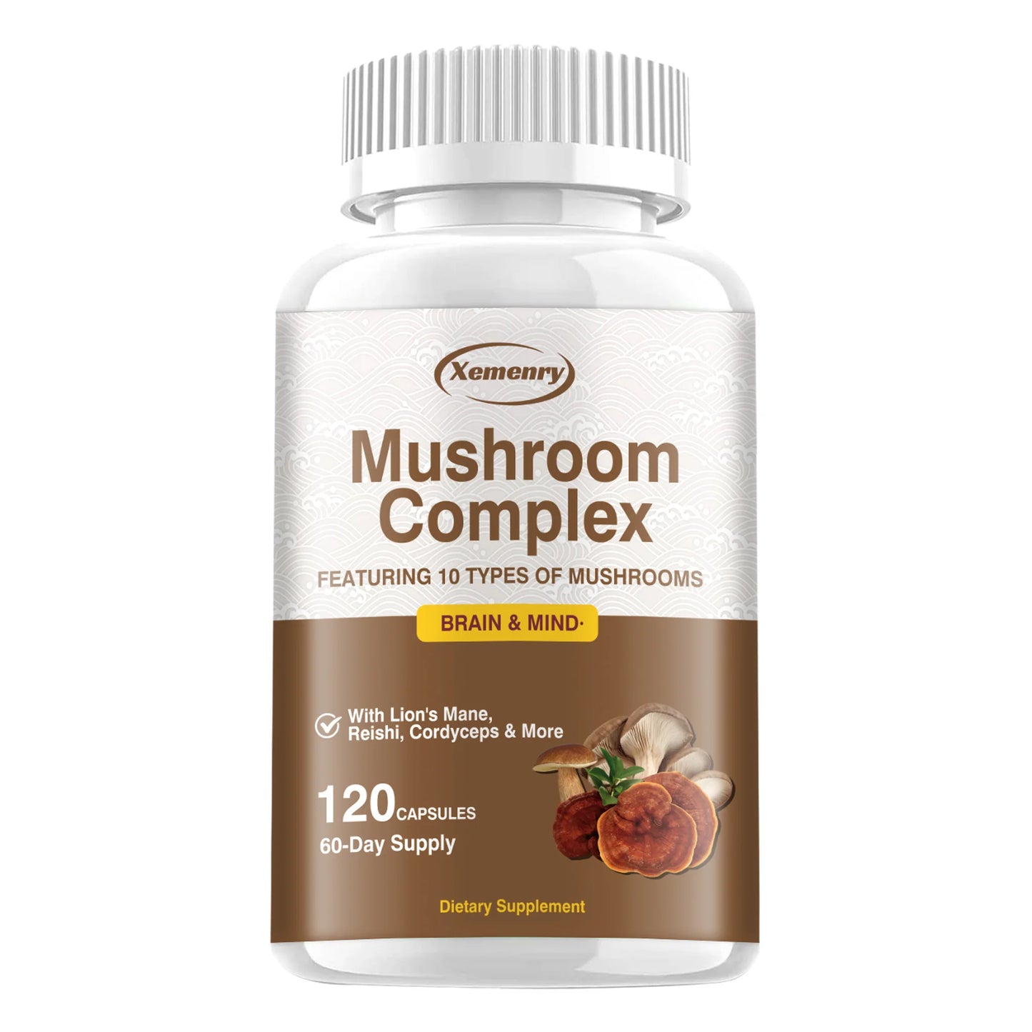 Mushroom Complex Capsules - Promote Brain Cognitive Function, Relieve Stress and Improve Sleep Quality - 120 Capsules
