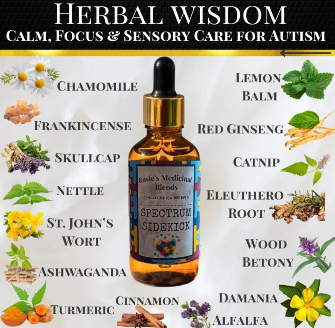 Autism Spectrum Tincture | ASD Herbal Support | Calm & Focus | Organic Sensory Amplifier Kids & Adults