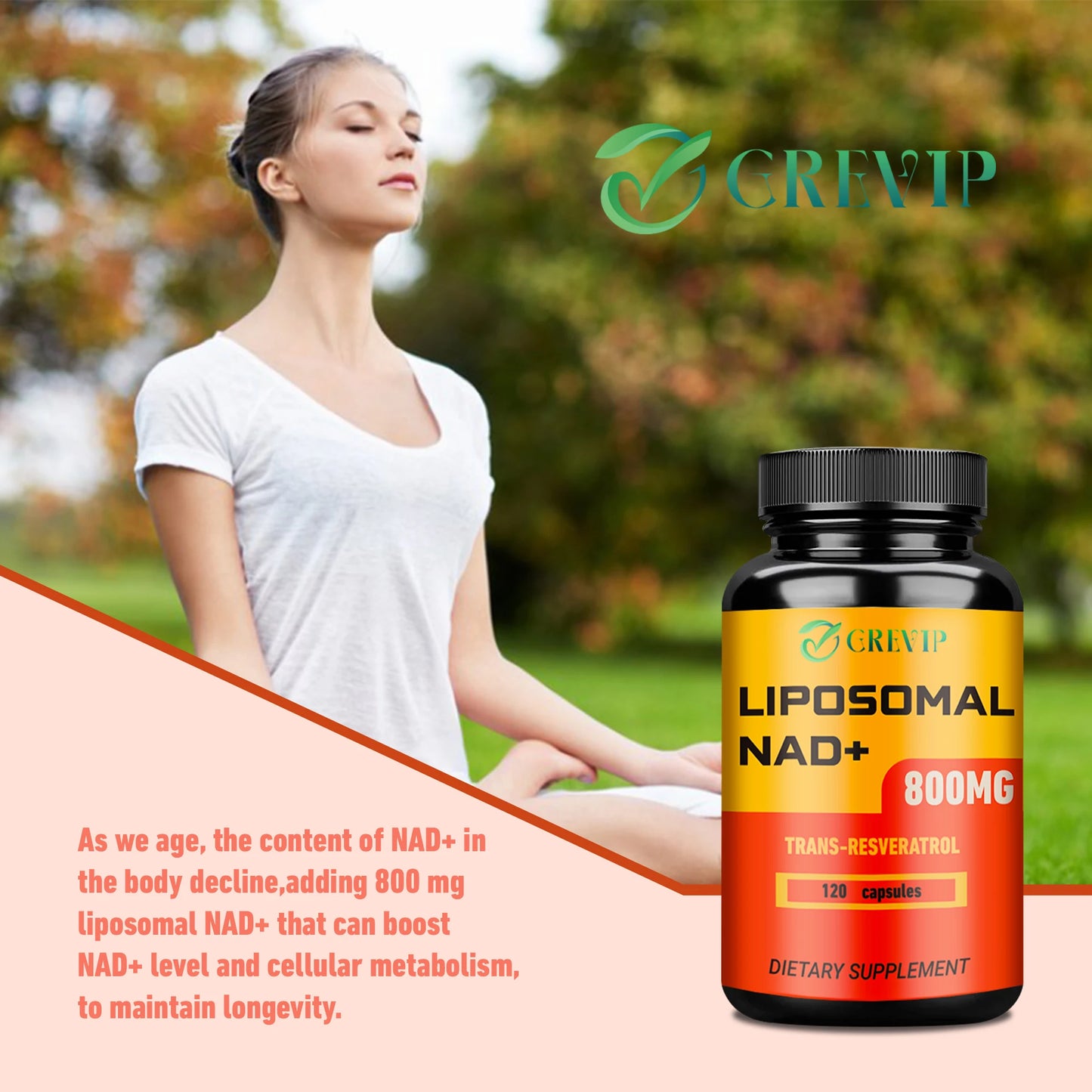 Liposomal NAD+ - with Trans-Resveratrol - Anti-Aging, Energy, Focus, Supporting Cell Health - 120 Capsules