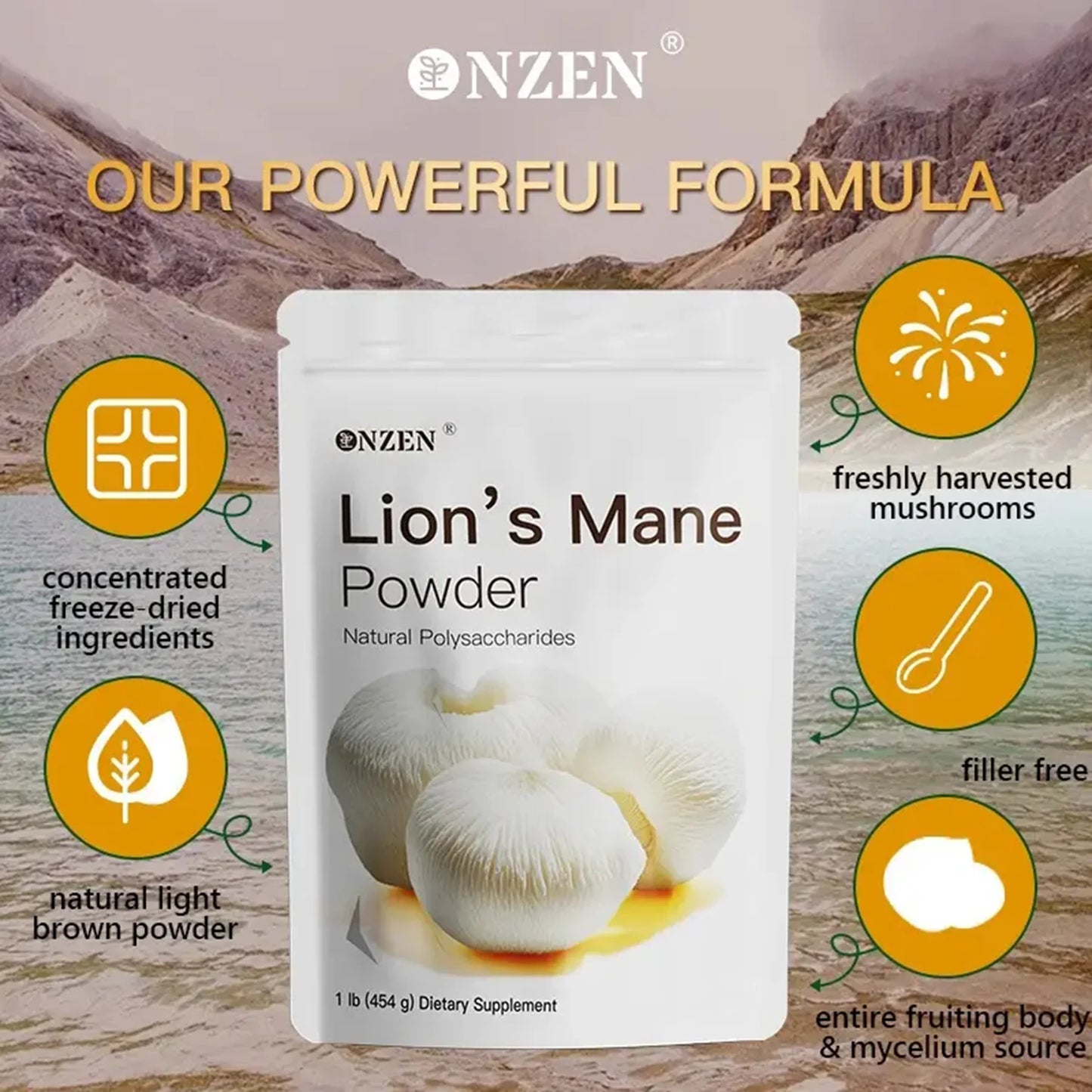 Organic Lions Mane Mushroom 🍄extract powder (7.6oz), USDA certified, non-GMO. Ideal for coffee, beverages, baking, and milkshakes
