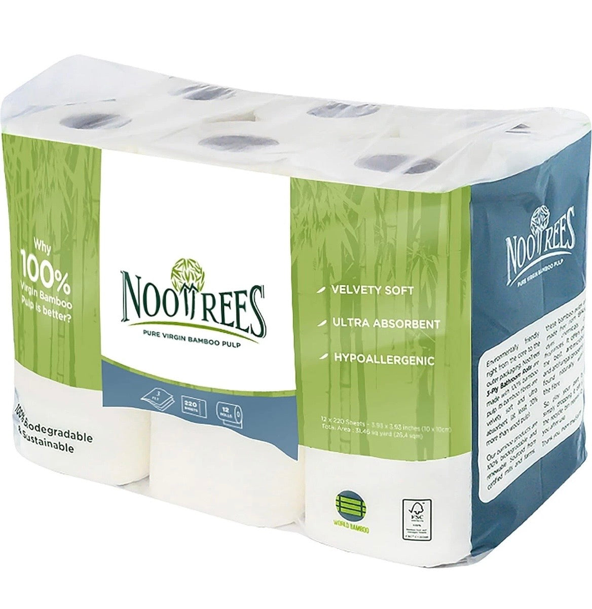 Bamboo Toilet Paper, Eco Friendly, Tree-Free, Biodegradable, Septic Safe, Chemical Free
