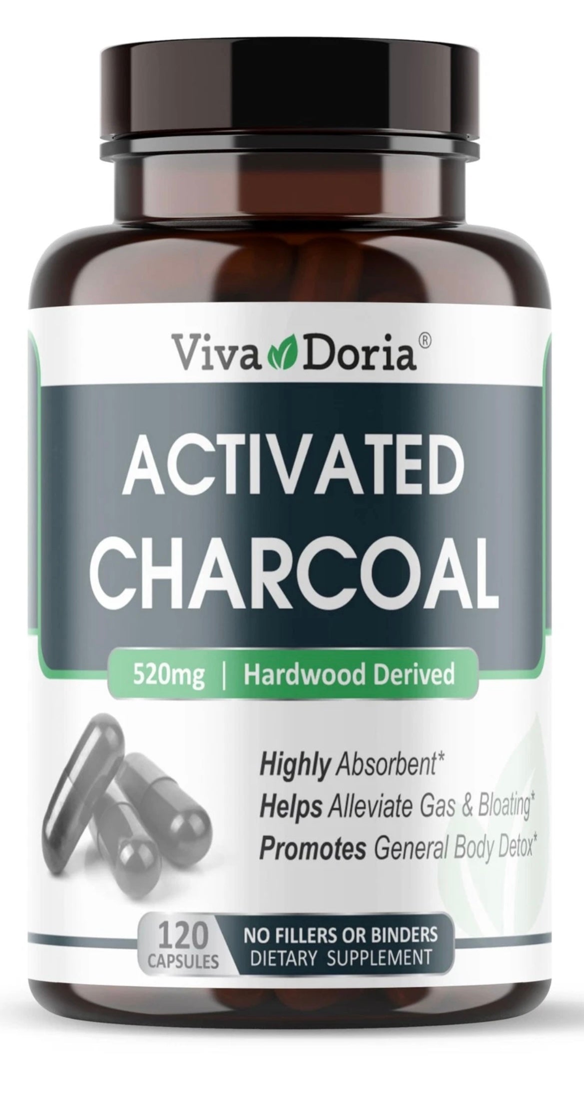 Activated Charcoal | 100% Organic Hardwood Derived Removes Toxic Metals & Micro Plastics Relieves Bloating Organic Active 120 Capsules |