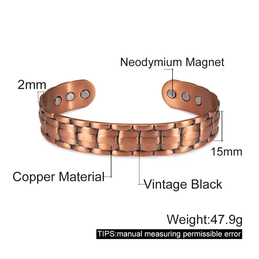 Magnetic Pure Copper Bracelet Benefits Energy Adjustable Open Cuff Bangles Increases Electromagnetic Aura Field ⚡️
