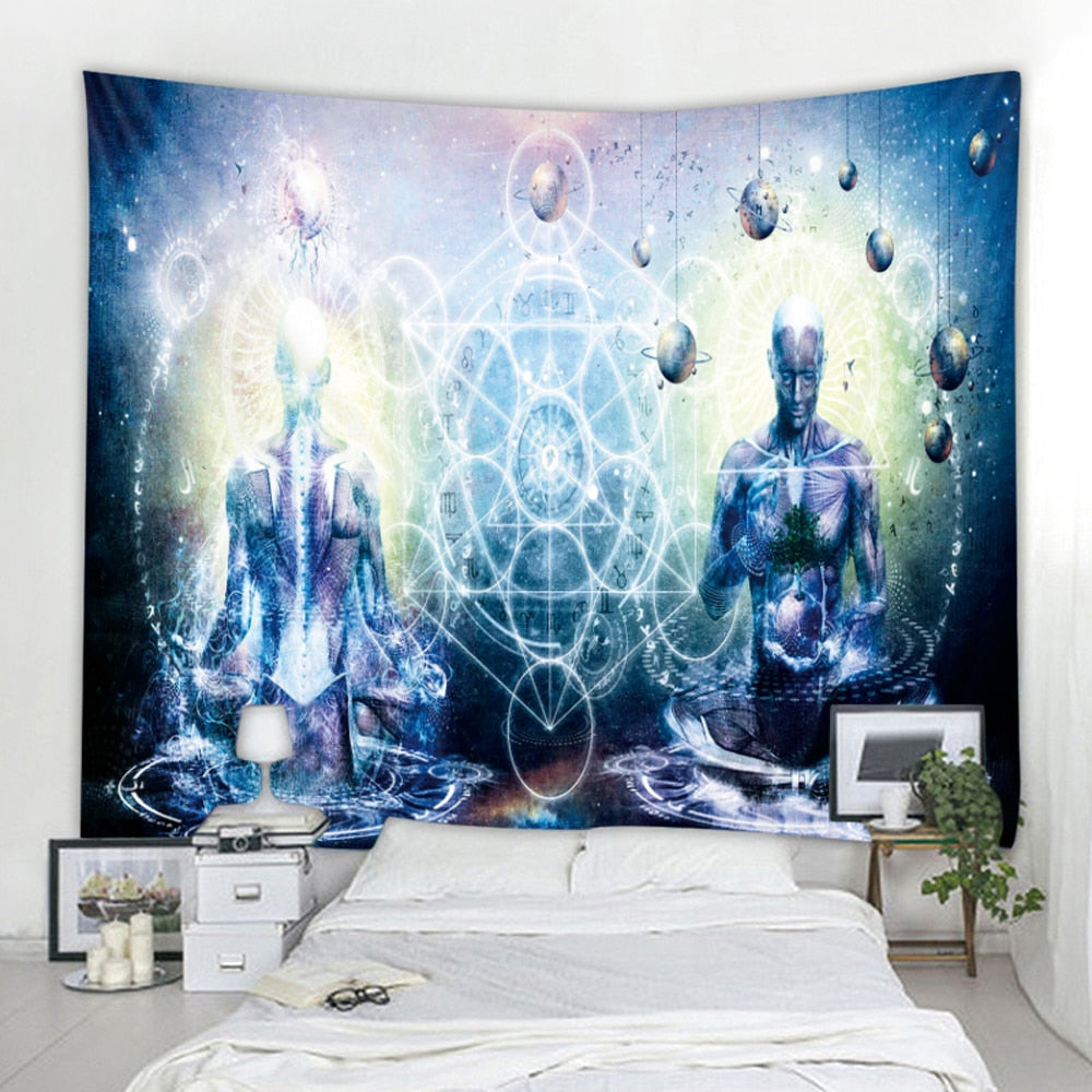 Buddha Meditation Seven Chakras Home Decor Tapestry Mandala Bohemian Decoration Psychedelic Scene Wall Mount Yoga Mat