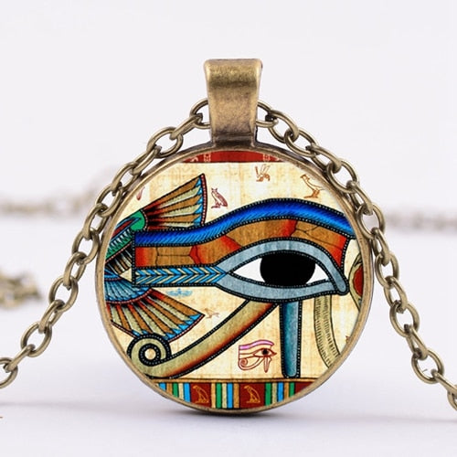 Egyptian Gods Power Eye Necklace Eye Of Horus Amulet Symbol Pendant Necklace Women Men Mandala Egyptian Jewelry ojo de horus