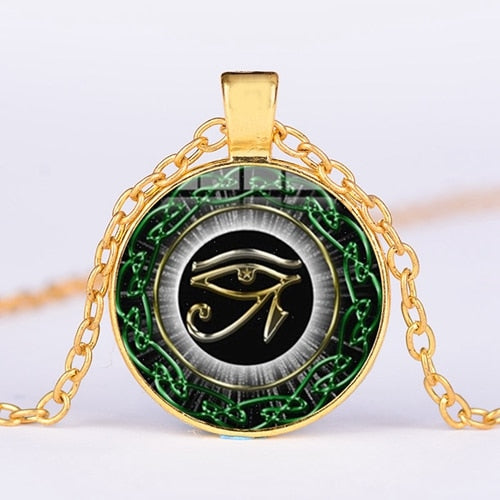Egyptian Gods Power Eye Necklace Eye Of Horus Amulet Symbol Pendant Necklace Women Men Mandala Egyptian Jewelry ojo de horus