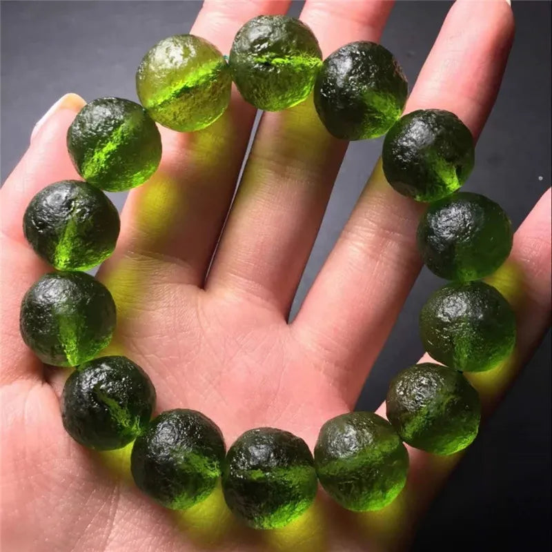 Green Moldavite Czech Meteorite Bracelet Impact Crystal Powerful Crystal Energy Bracelets.