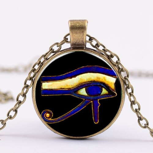 Egyptian Gods Power Eye Necklace Eye Of Horus Amulet Symbol Pendant Necklace Women Men Mandala Egyptian Jewelry ojo de horus