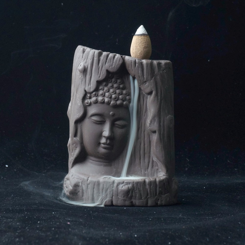 Backflow Incense Burner Buddha Statue Home Decor Ceramic Ornaments Incense Base Sandlewood Incense 20pc