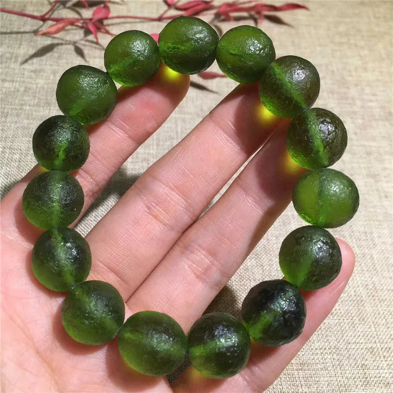 Green Moldavite Czech Meteorite Bracelet Impact Crystal Powerful Crystal Energy Bracelets.