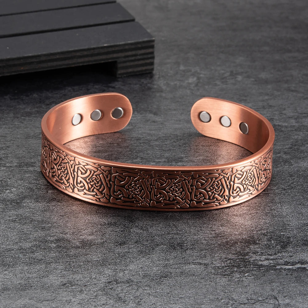 Magnetic Pure Copper Bracelet Benefits Energy Adjustable Open Cuff Bangles Increases Electromagnetic Aura Field ⚡️