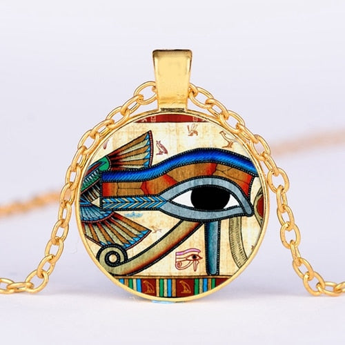 Egyptian Gods Power Eye Necklace Eye Of Horus Amulet Symbol Pendant Necklace Women Men Mandala Egyptian Jewelry ojo de horus
