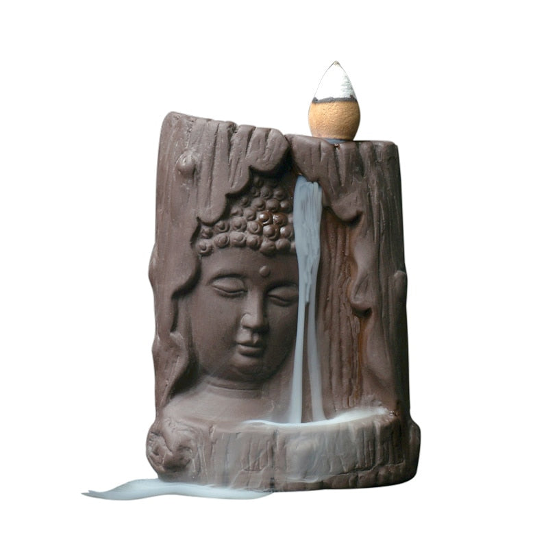 Backflow Incense Burner Buddha Statue Home Decor Ceramic Ornaments Incense Base Sandlewood Incense 20pc