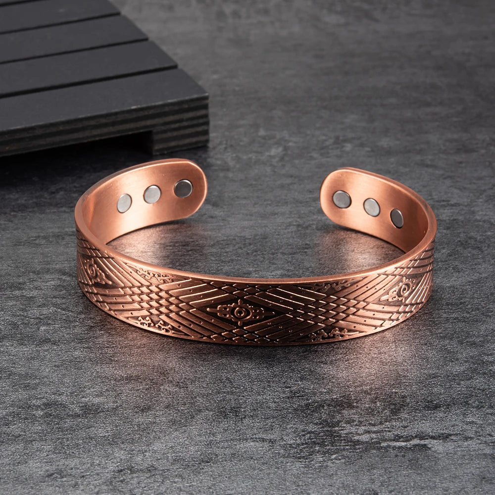 Magnetic Pure Copper Bracelet Benefits Energy Adjustable Open Cuff Bangles Increases Electromagnetic Aura Field ⚡️