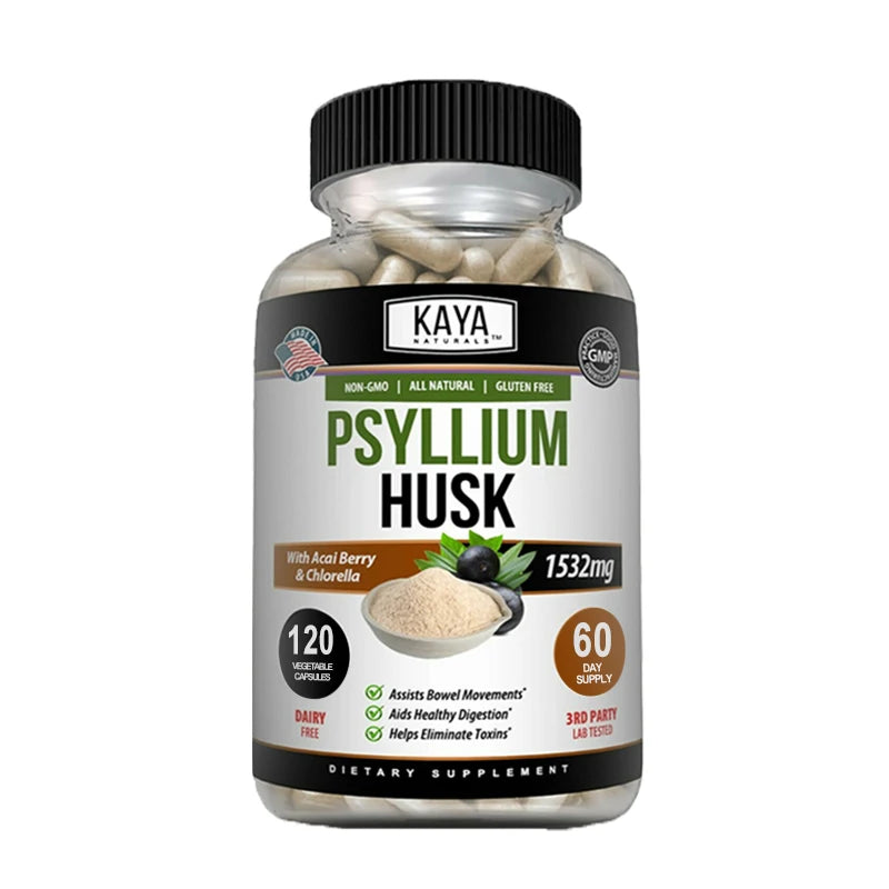 Psyllium Husk Supplement 1532mg - Supports A Healthy Digestive System, Helps with Colon Cleansing, Detoxification, Sleep Aid