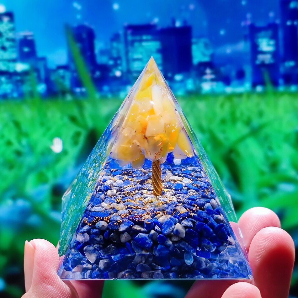 Orgonite Pyramid Crystals Natural Stone Orgone Energy Generator Healing Reiki Chakra Meditation Ornaments Crafts Office Decor