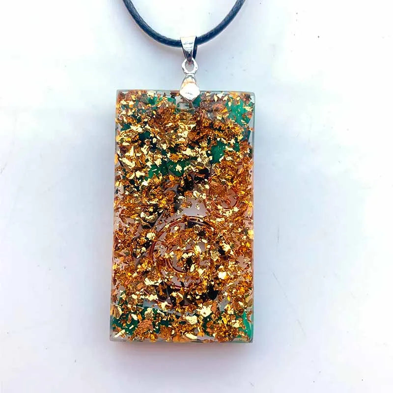 Handmade Orgone Pendant Necklace Black Tourmaline Malachite Crystal Stone Copper Energy EMF Protection Healing Orgonite Jewelry