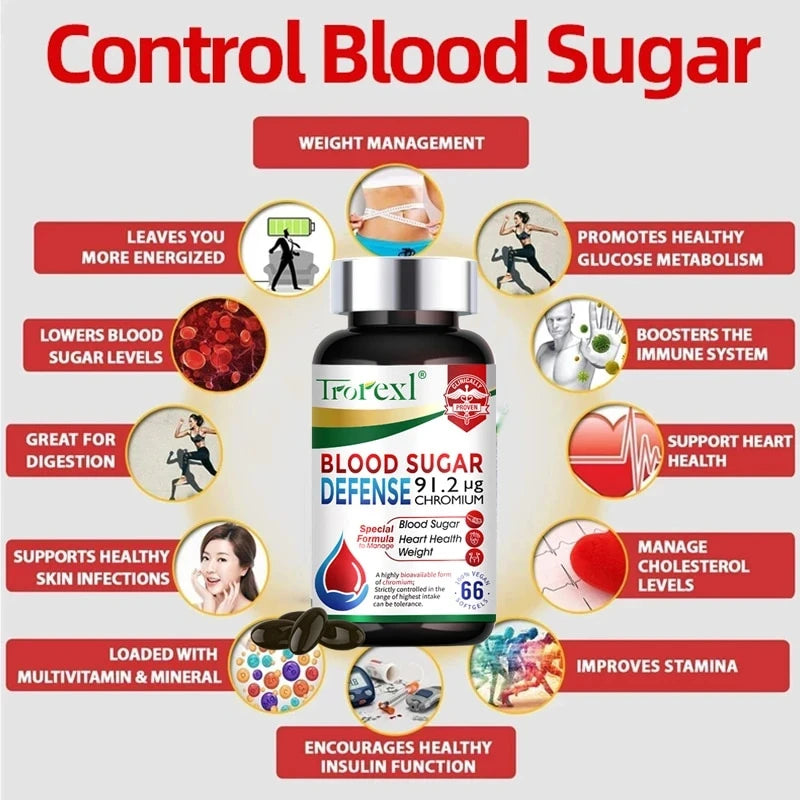Blood Sugar Defense Diabetes Capsule for Cardiovascular Heart, Sugar Metabolism, Maintain of Normal Blood Glucose Concentrations