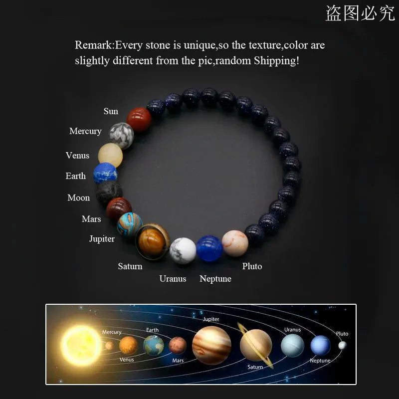 Eight Planets Solar System Bracelet Yoga Reiki Healing Meditation 7 Chakra Bracelet Spiritual Healing Jewelry.