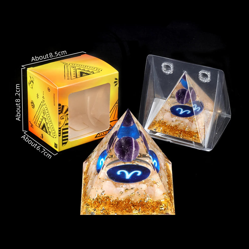 Zodiac Energy Orgone Crystal Pyramid Energetic Alchemy Blocks Radio Frequencies & Harmful EMF Waves Crystal Reiki Chakra Generator.