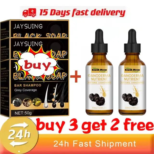 Magic White Hair to Black Shampoo Restore Soap Natural Color Soap Gray Beard Cover Gray Hair Dye Hair Fixing Shampoo Bar
