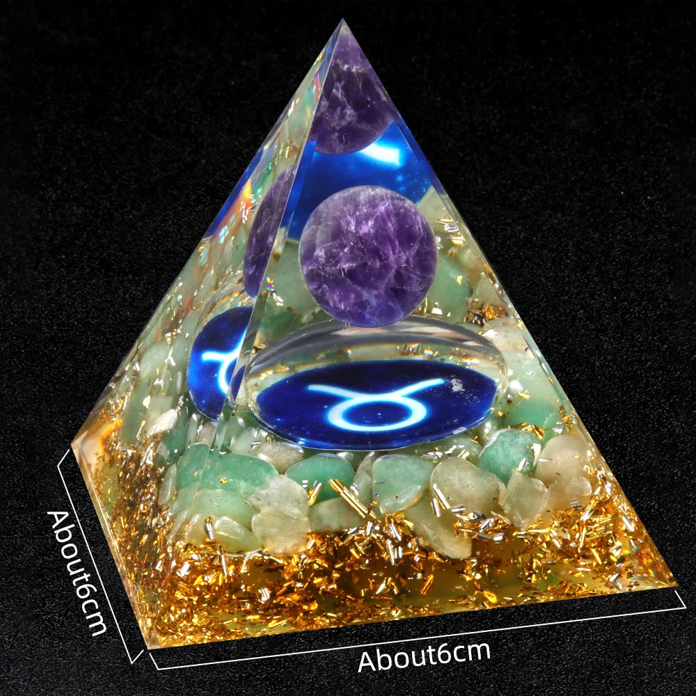 Zodiac Energy Orgone Crystal Pyramid Energetic Alchemy Blocks Radio Frequencies & Harmful EMF Waves Crystal Reiki Chakra Generator.