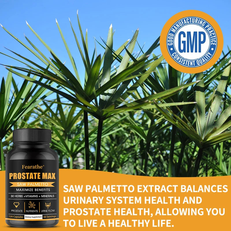 Prostate Max Powerful Saw Palmetto Prostate Supplement - Promotes Prostate Health, Urinary Health and Hair Growth.