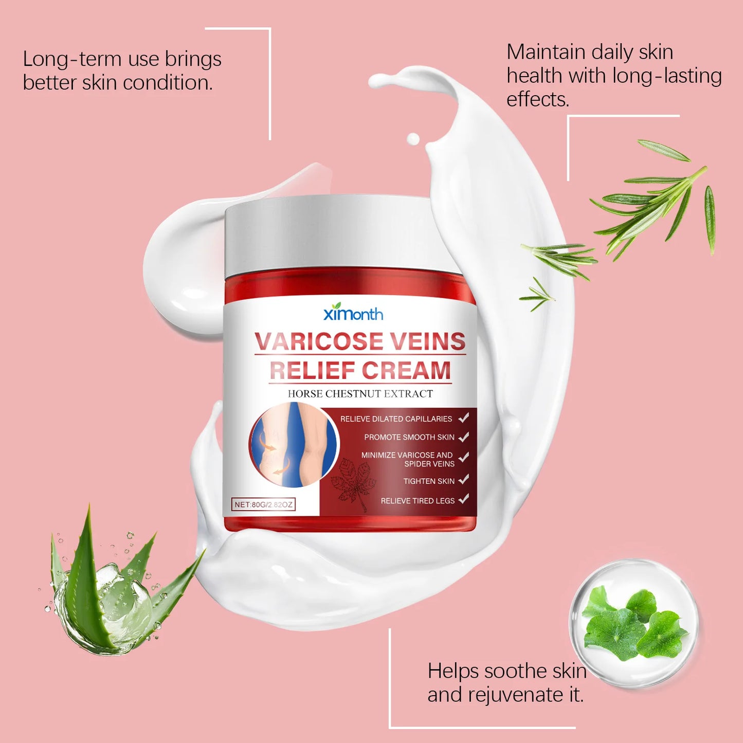 Aescin Horse Chestnut Varicose Veins Cream Leg Swelling Relief Eliminate Vasculitis Phlebitis Improve Blood Circulation Spider Veins Soothing Cream.