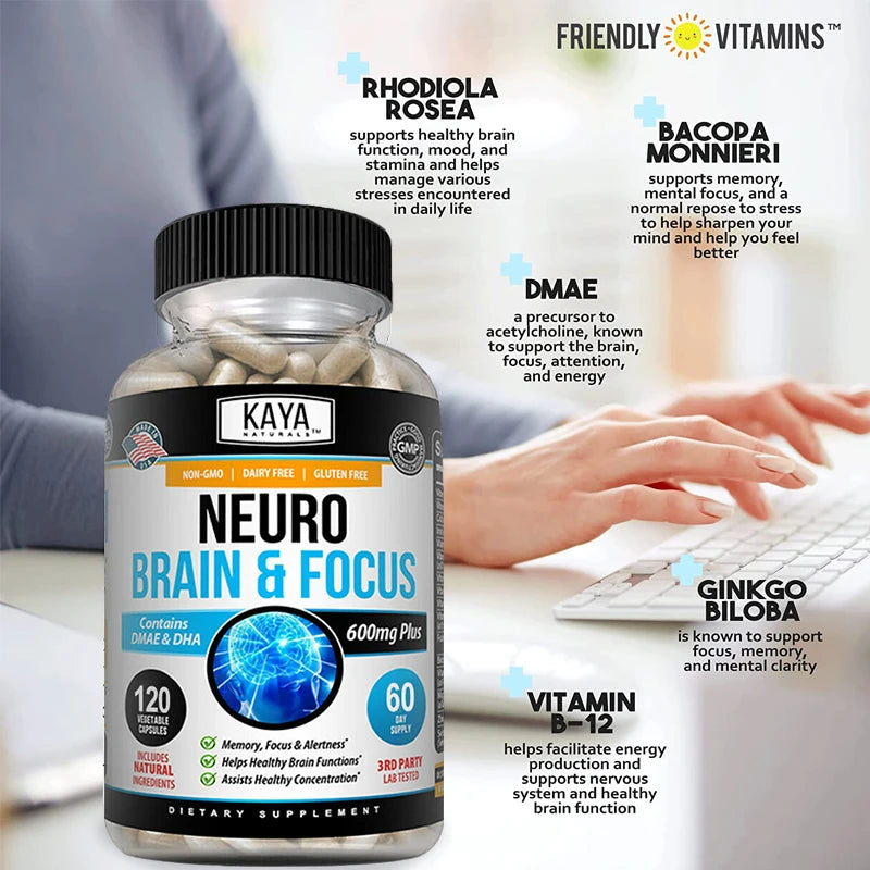Neuro Brain & Focus Supplement - Healthy Memory Function, Clarity Nootropics Supplement - for Mental Focus, Cognitive Function Only sold in the US