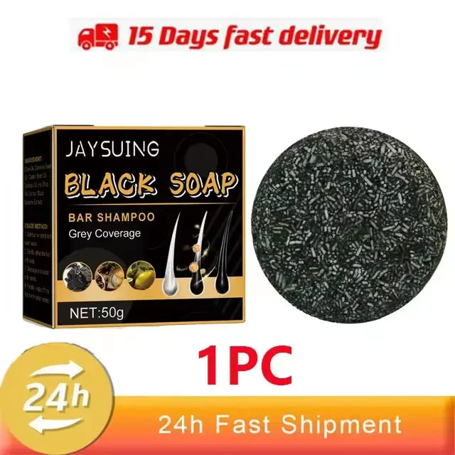 Magic White Hair to Black Shampoo Restore Soap Natural Color Soap Gray Beard Cover Gray Hair Dye Hair Fixing Shampoo Bar