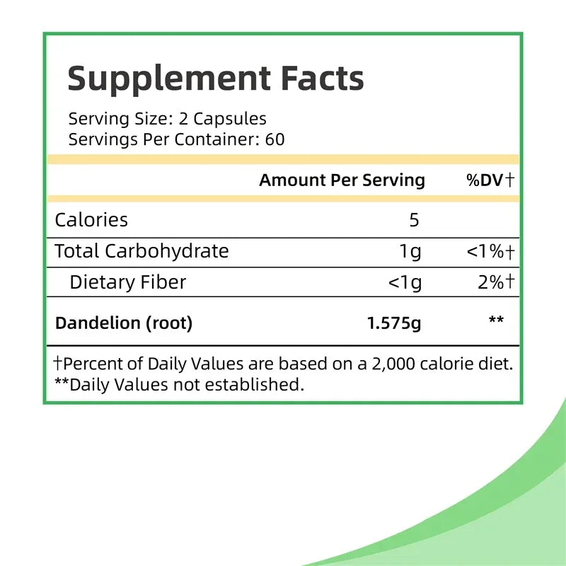 Dandelion Root Capsules - Prostate Health Support, Liver Protection, Relieving Frequent Urination, Improving Immunity