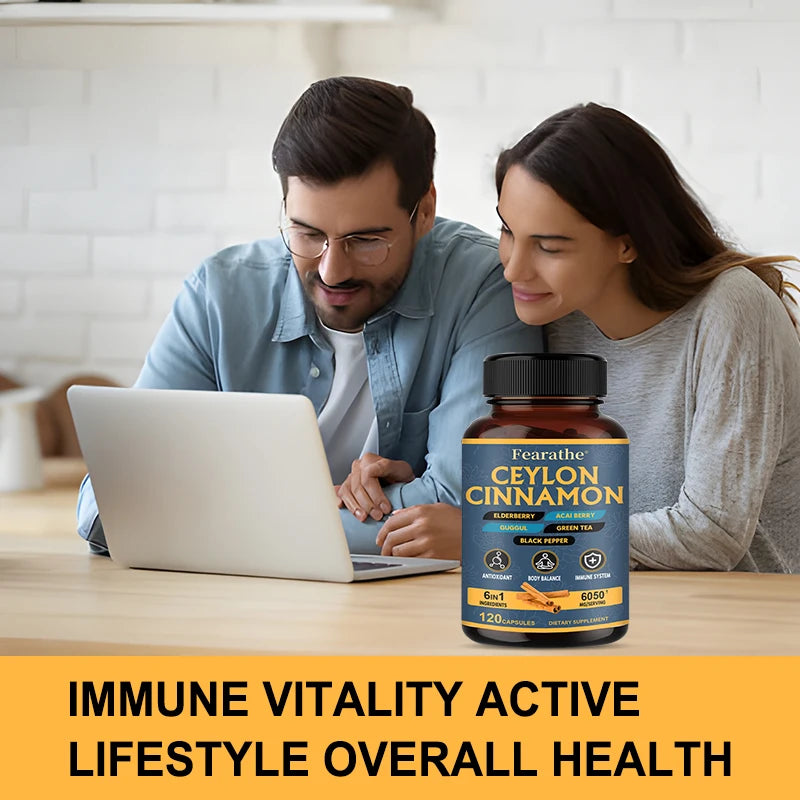 Organic Ceylon Cinnamon Capsules - Balance, Immune System, Antioxidant, 100% Certified Organic, Gluten Free and Non-GMO