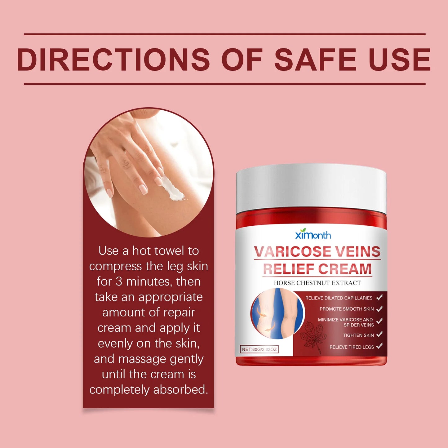 Aescin Horse Chestnut Varicose Veins Cream Leg Swelling Relief Eliminate Vasculitis Phlebitis Improve Blood Circulation Spider Veins Soothing Cream.