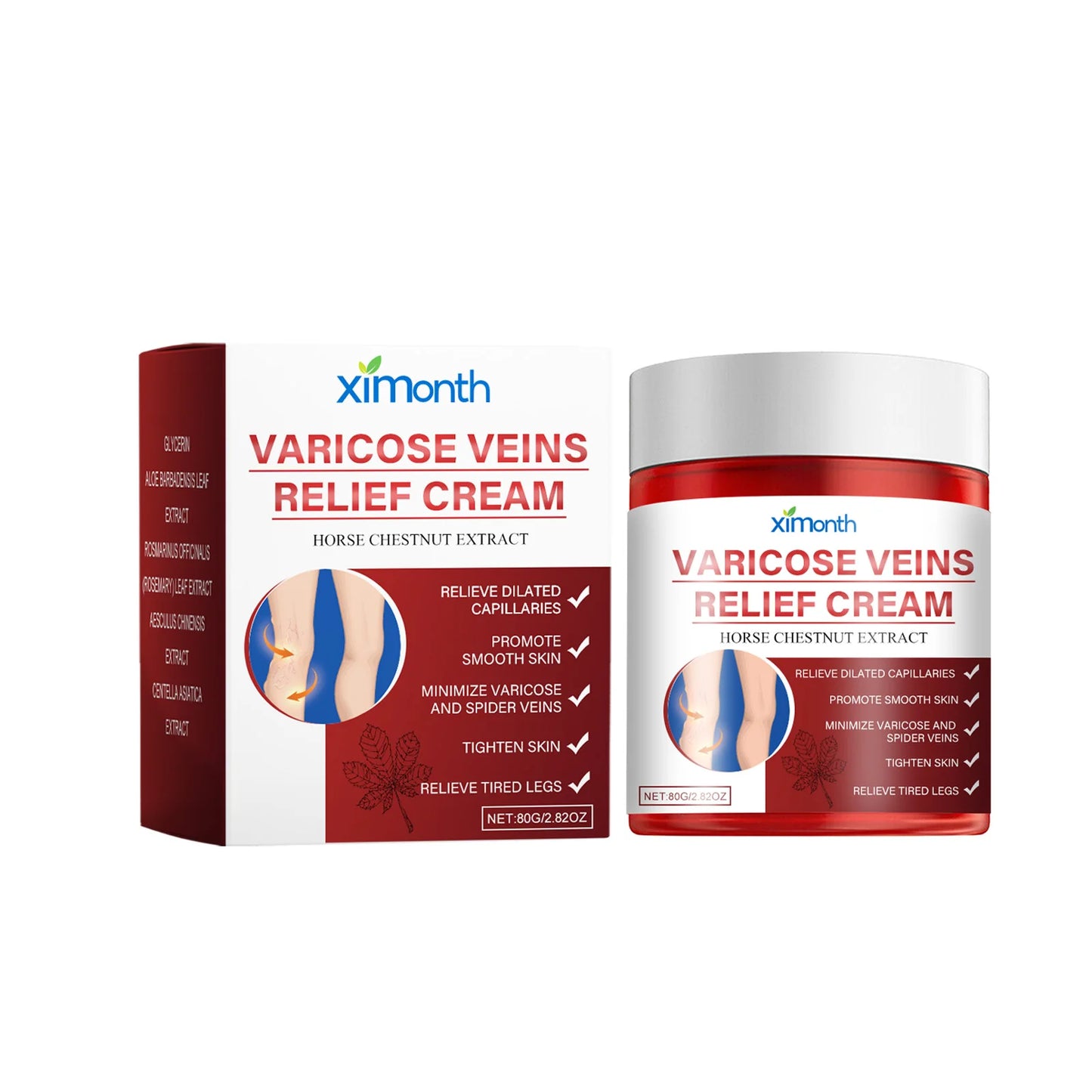 Aescin Horse Chestnut Varicose Veins Cream Leg Swelling Relief Eliminate Vasculitis Phlebitis Improve Blood Circulation Spider Veins Soothing Cream.