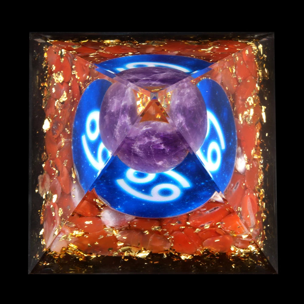 Zodiac Energy Orgone Crystal Pyramid Energetic Alchemy Blocks Radio Frequencies & Harmful EMF Waves Crystal Reiki Chakra Generator.
