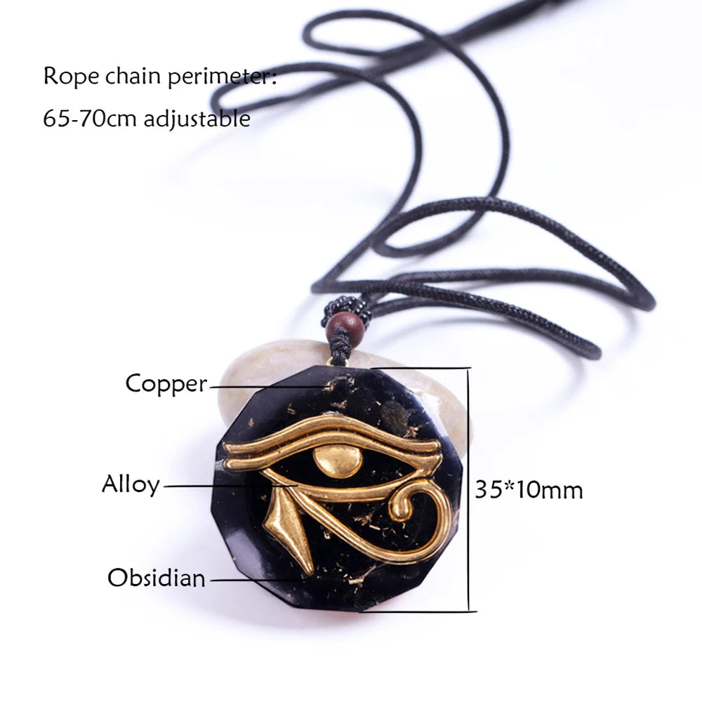 Ancient Kemetic Eye Of Ra Horus Crystal Pendant Reiki Healing Amulet.