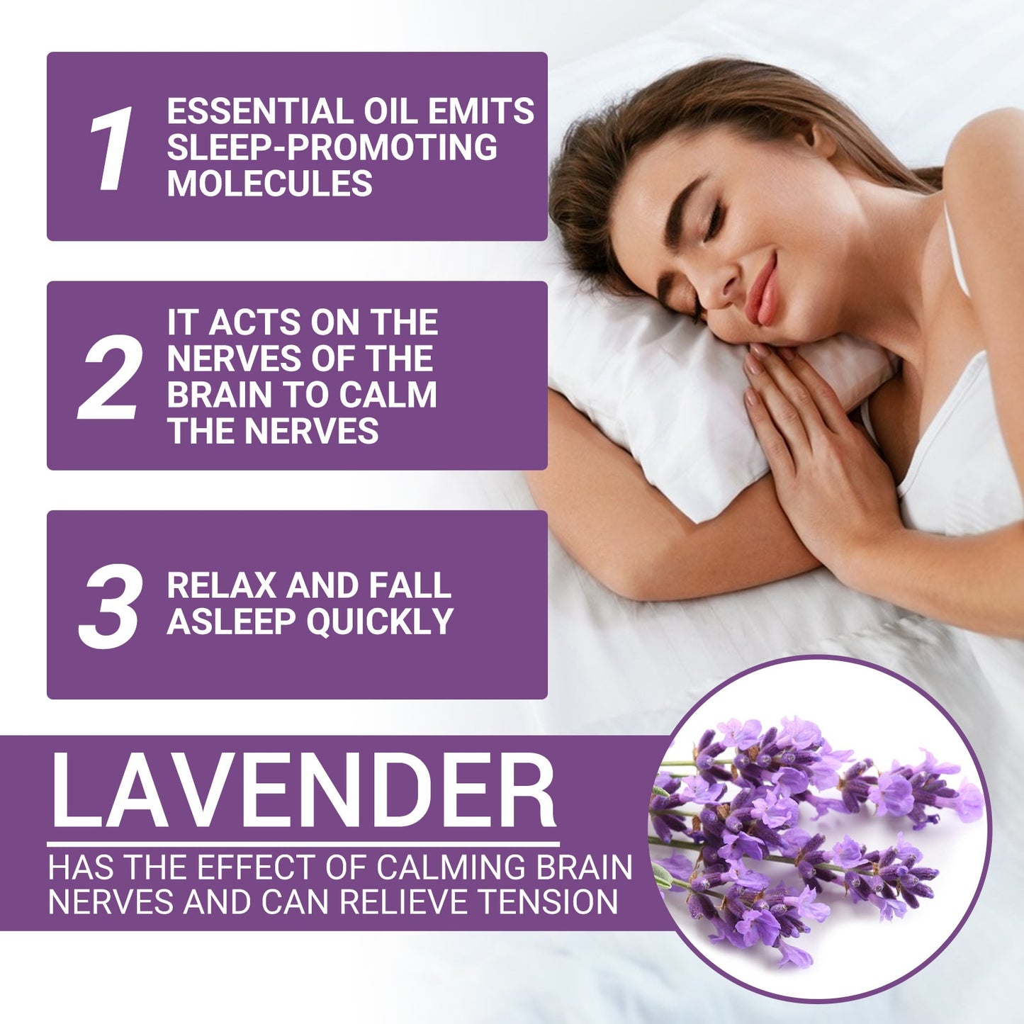 Deep Sleeping Aid Oil Lavender Essential Oil Aromatherapy Relieve Stress Anxiety Insomnia Treatment Improving Sleep Help Product