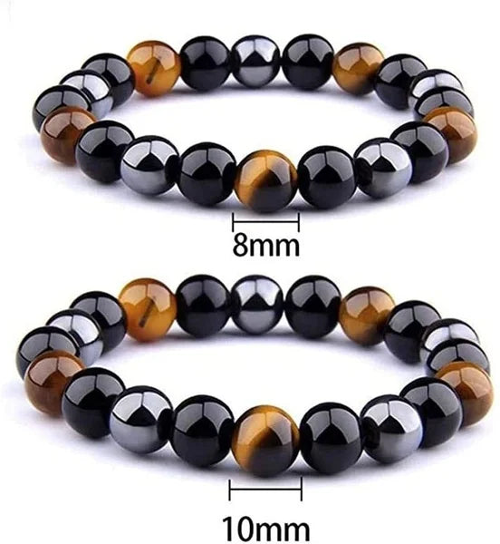 Magnetic Hematite Tiger Eye Obisidian Bracelet Triple Protection Stainless Steel Bracelet