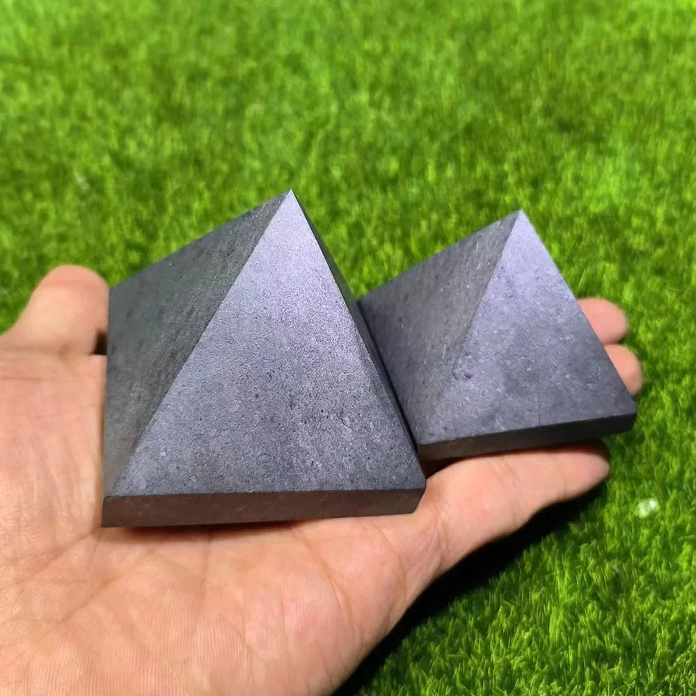 Black Shungite Pyramid Natural Crystal Stone Tower EMF Protection, Energy Stones Block Radiation ☢️