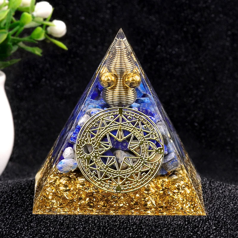 Orgonite Energy Pyramid Natural Reiki Healing Crystal Chakra Generator Blocks Harmful Electromagnetic Frequencies.
