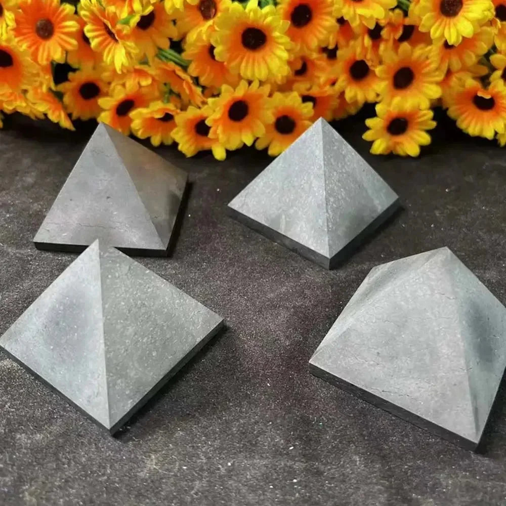 Black Shungite Pyramid Natural Crystal Stone Tower EMF Protection, Energy Stones Block Radiation ☢️