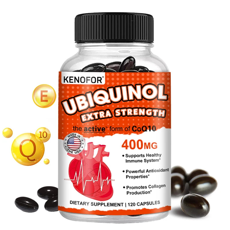Ubiquinol Heart Health CoQ10 400 mg Softgel Antioxidant - Excellent absorbency, active form for heart, immune & skin health