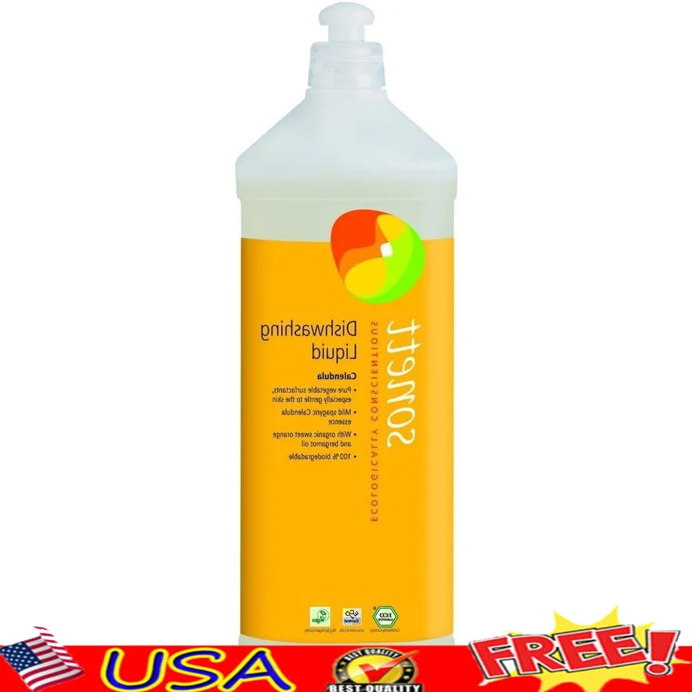 Organic Dishwashing Liquid Calendula Gentle on Hands Concentrated Natural Ingredients Safe Sensitive Skin Eco-friendly Liquid